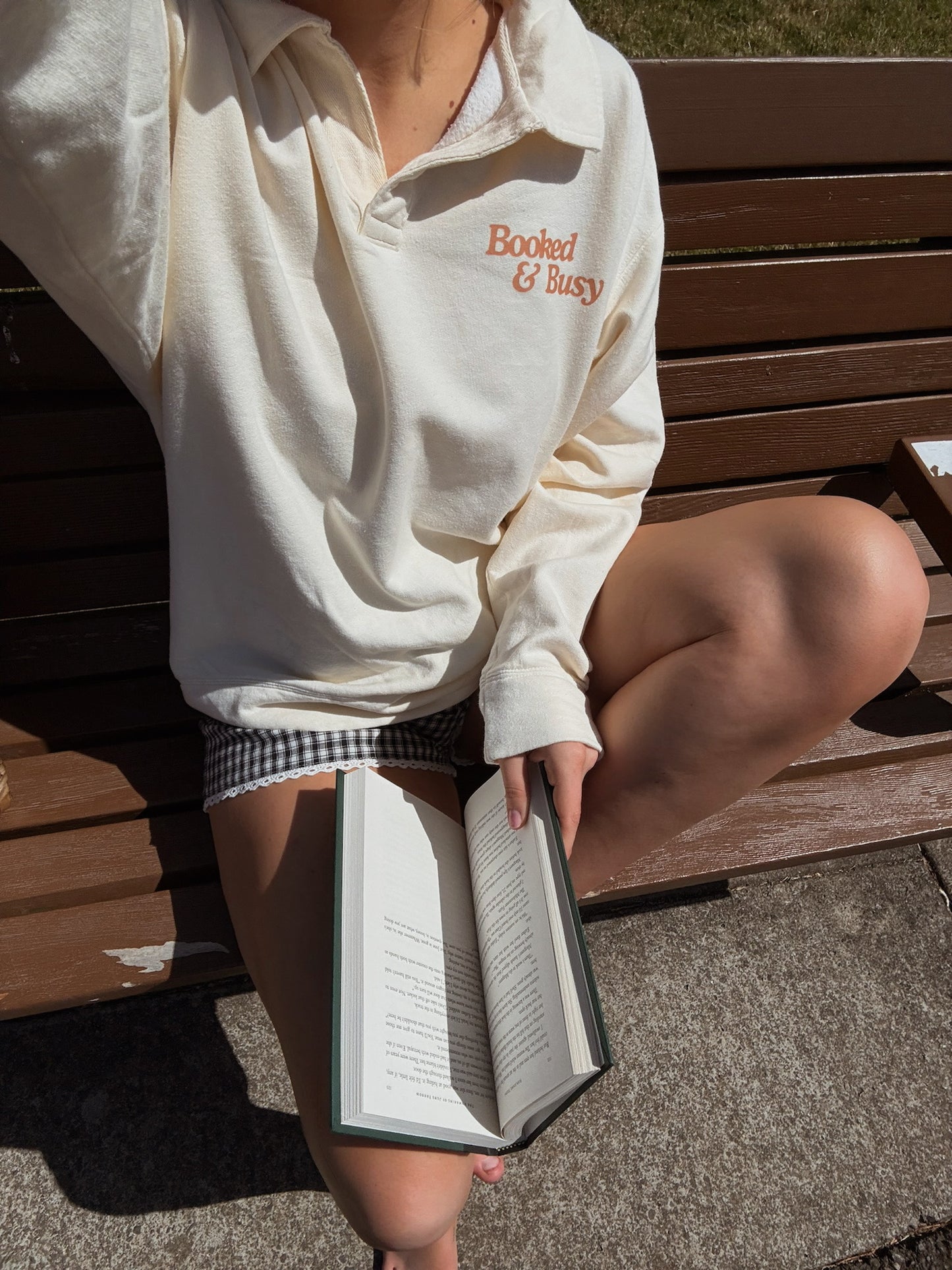 Booked and Busy Collared Sweatshirt