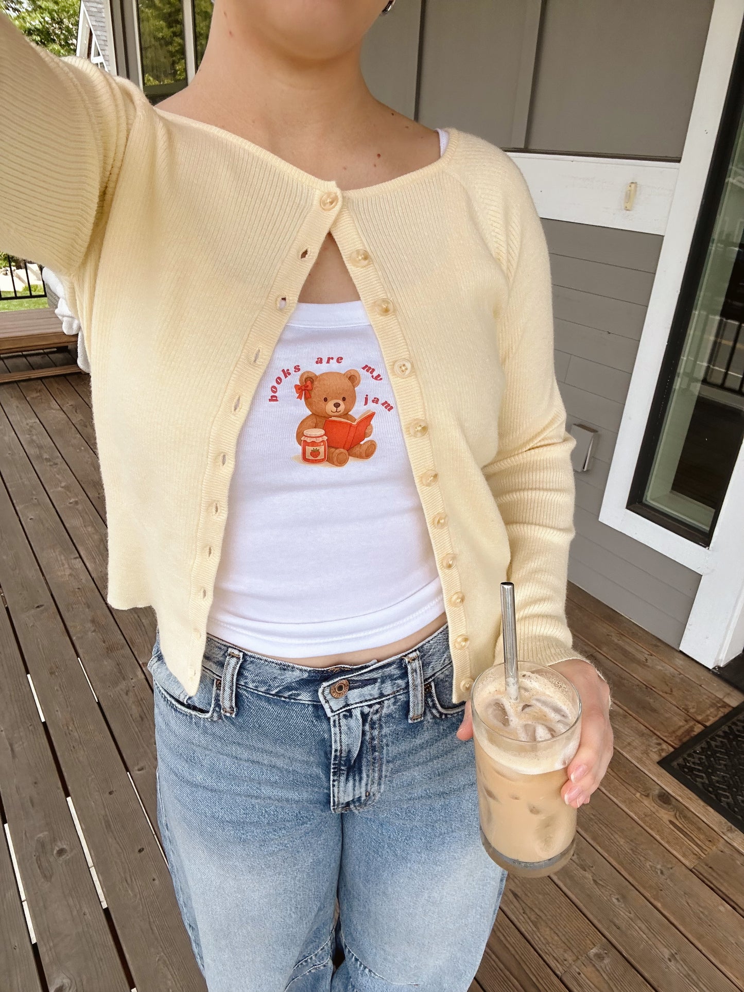 Books are my jam- white baby tank