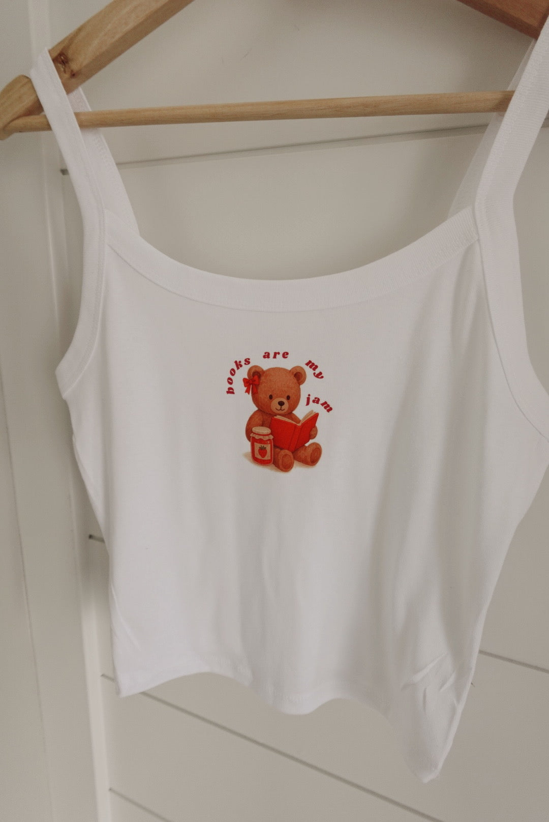 Books are my jam- white baby tank