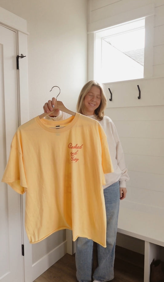 Booked and Busy Club - Butter Yellow Unisex Raw Hem Tee