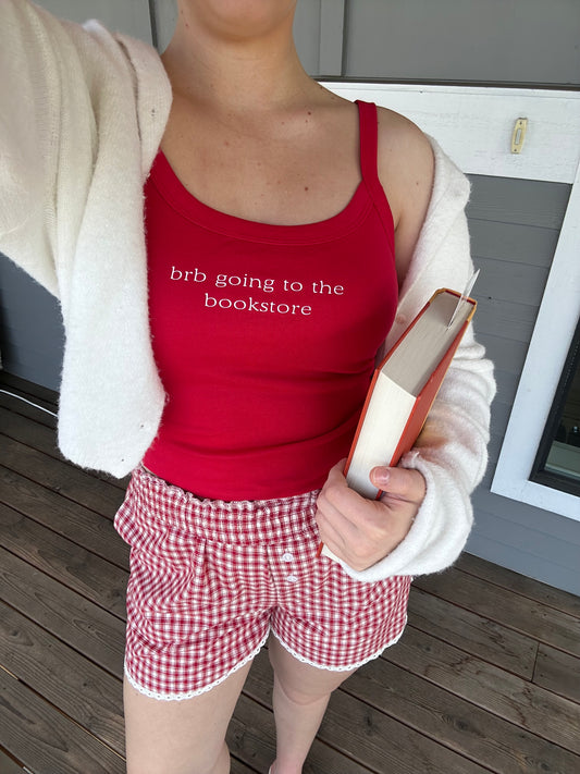Brb Going to the Bookstore- red baby tank
