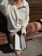Booked and Busy Collared Sweatshirt