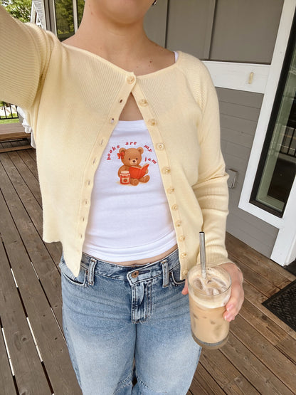 Books are my jam- white baby tank