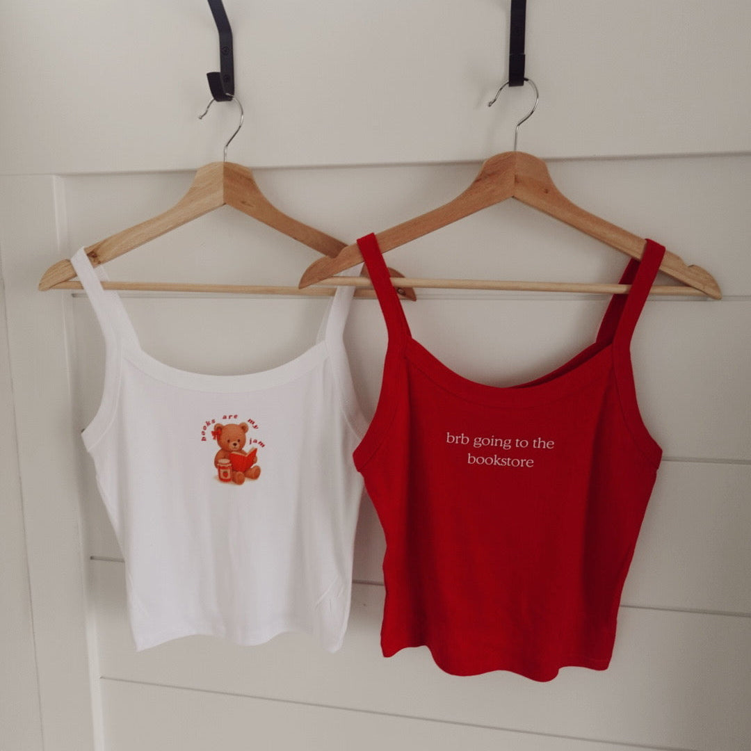 Brb Going to the Bookstore- red baby tank