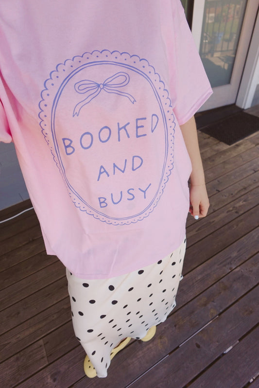 Booked and Busy Mirror - Pink Unisex Tee