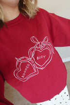 Booked and Busy Locket - Cherry Red Crewneck