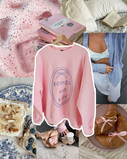 Booked and Busy Pink Mirror- Crewneck